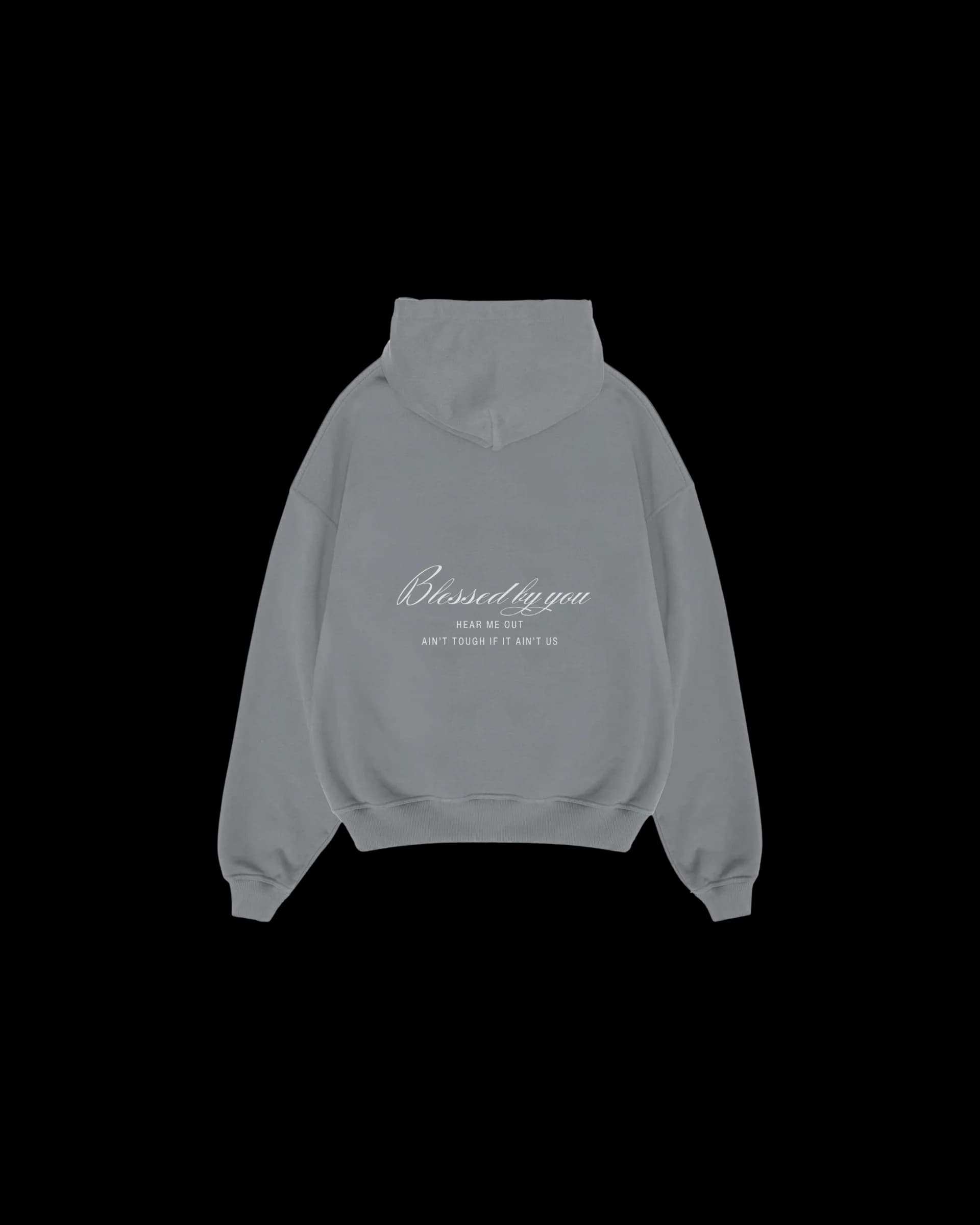 Hoodie Blessed By You back — Gray