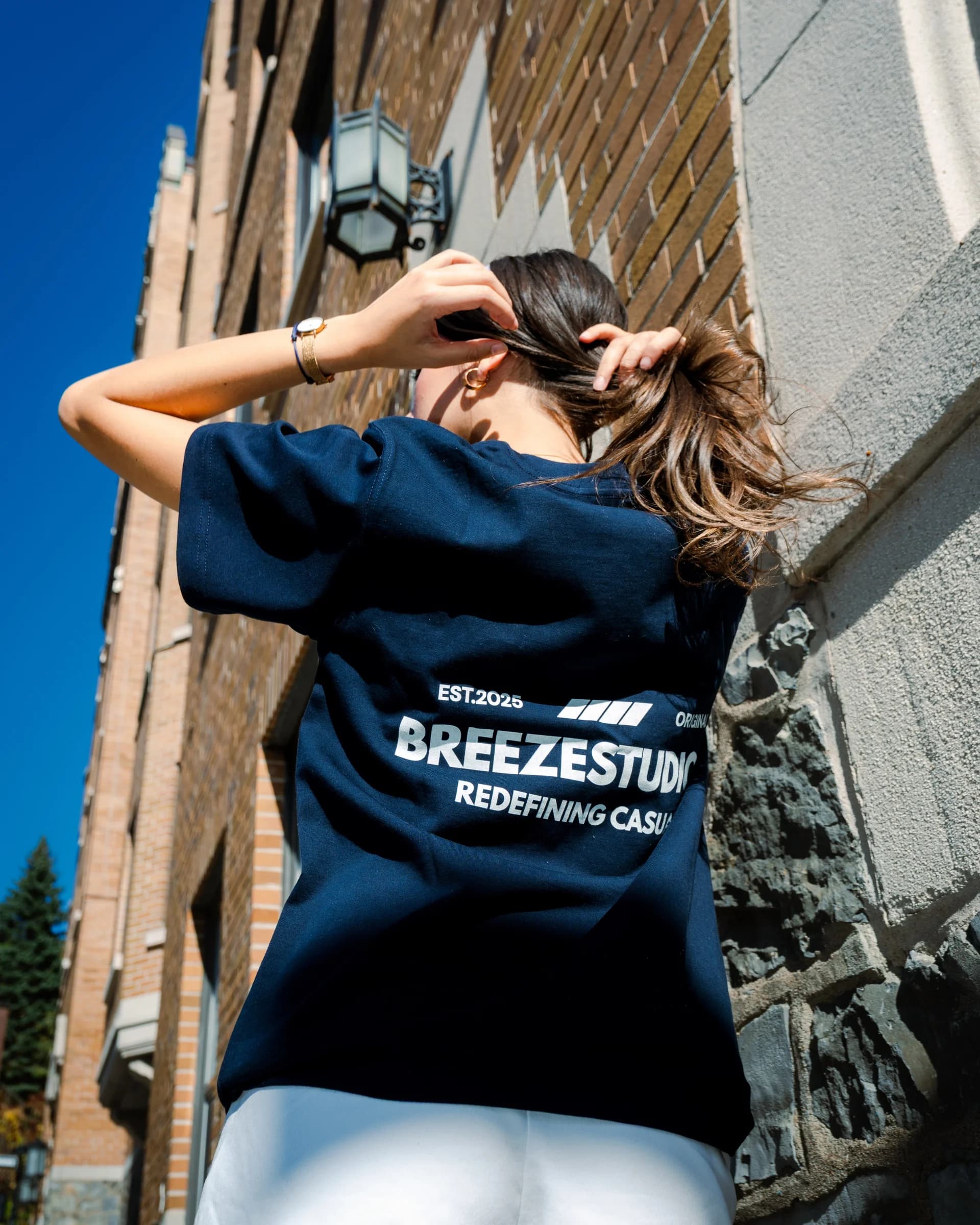Breezy Szn Tee — Navy back lifestyle